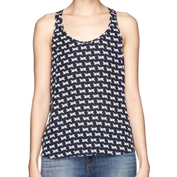 4/$100 Theory Silk Arrow Print Navy High-low Tank - Picture 15 of 15
